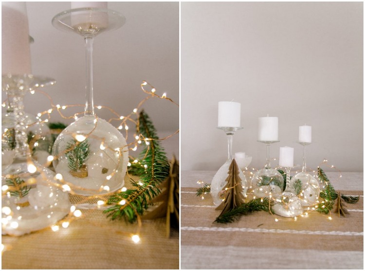 Adventný veniec z pohárov na víno moderný a elegantný