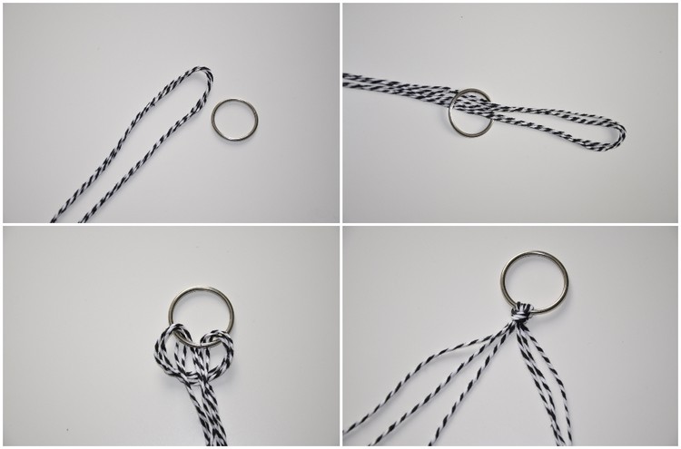 Macrame kábel na krúžku uzol Pokyny