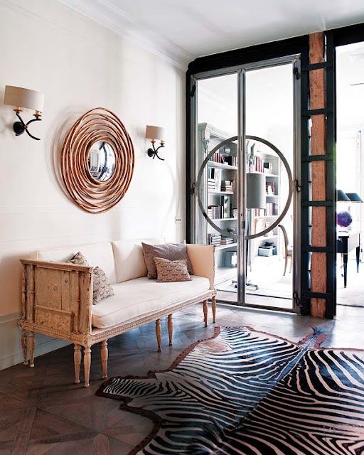 Kožená podlaha zebra so zdobením Afrika