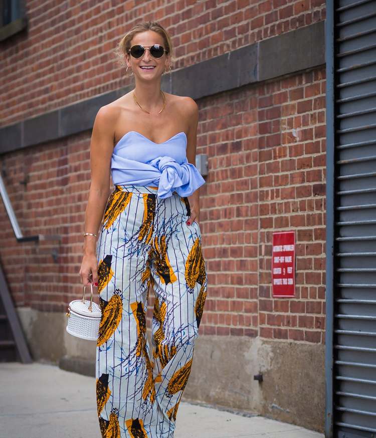 africká móda horný predný uzol bez ramienok široké nohavice veľký oranžový vzor letného oblečenia