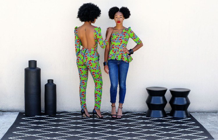 africká móda bez chrbta jeden kus