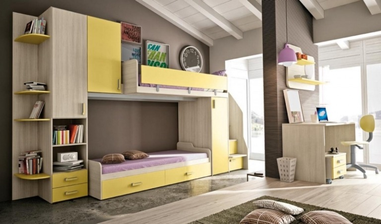 Javorový nábytok-škôlka-javor-žltá-úspora miesta