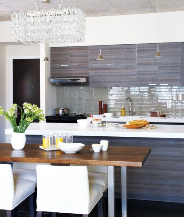 Kuchynský luster 2013 sivými predkami Lustrový barový pult pre kuchyne 2013 sivé fronty