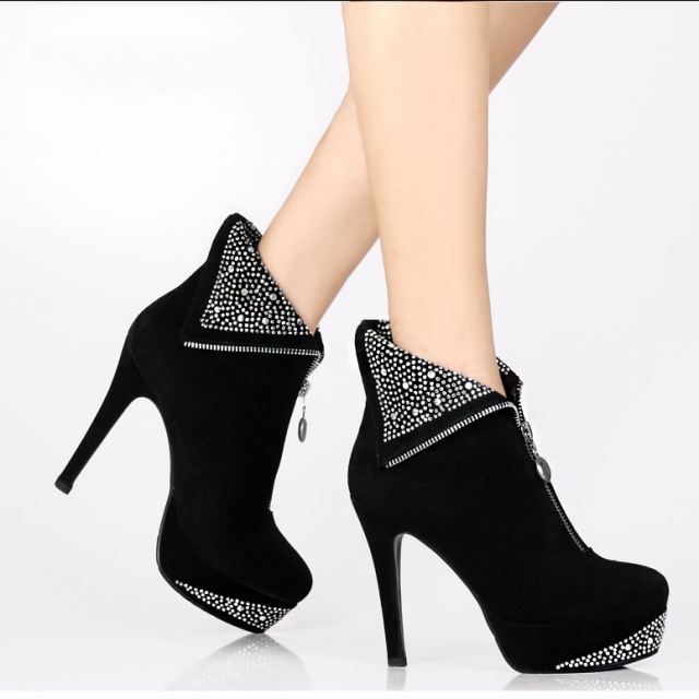 dámska obuv zimná večerná obuv členková obuv čierne kamene