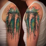 absztrakció a vállán - tetoválás akvarell fotó