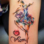 balerina és betűk - tetoválás akvarell fotó