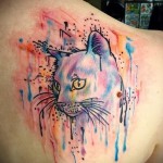 szomorú macska - tetoválás akvarell fotó