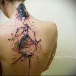 szamuráj lány - tetoválás akvarell fotó