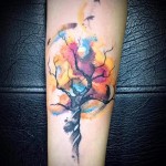 fa és lehullott levelek - tetoválás akvarell fotó