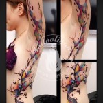 fa oldalán lány - akvarell tetoválás fotó