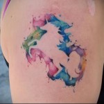 egyszarvú - tetoválás akvarell fotó