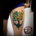 zöld fa - horgony - tetoválás akvarell fotó