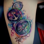 iránytű - tetoválás akvarell fotó