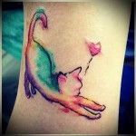 macska és léggömb - tetoválás akvarell fotó