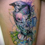 gyönyörű kis madár - tetoválás akvarell fotó