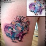 kis egér tetoválás akvarell fotó