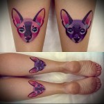 macska arca borjak - akvarell tetoválás fotó