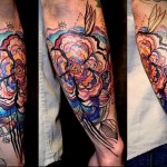 szokatlan nagy virág - tetoválás akvarell fotó