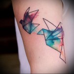 origami papír madarak - tetoválás akvarell fotó