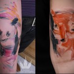 panda és róka - tetoválás akvarell fotó