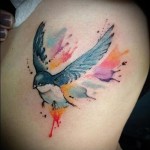 madár repülés közben - tetoválás akvarell fotó