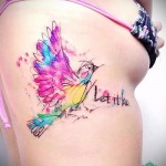 madár és betűk - tetoválás akvarell fotó