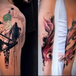 Sziluettek emberek - tetoválás akvarell fotó