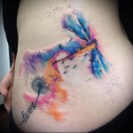 szitakötő és pitypang - tetoválás akvarell fotó