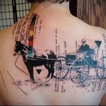 ló és kocsi - tetoválás akvarell fotó