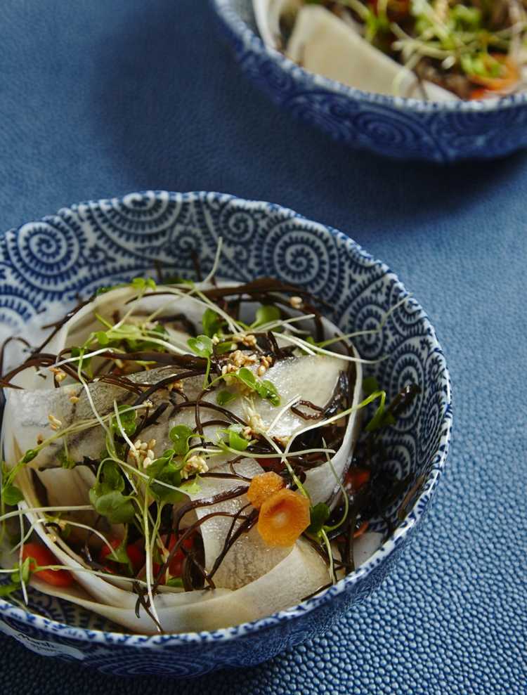 arame šalát z morských rias zdravý recept daikon reďkovka mrkvový dresing teriyaki med