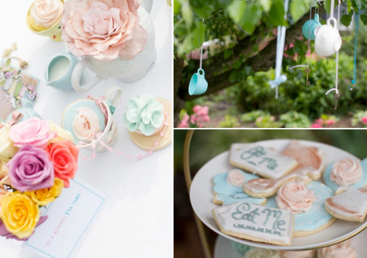 alice-krajina divov-téma-party-cookies-pečenie-pohárov-závesný-strom-dekorácia