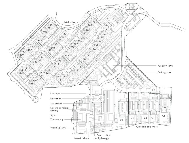 Prázdninové domy Alila uluwatu bali indonézia pôdorys