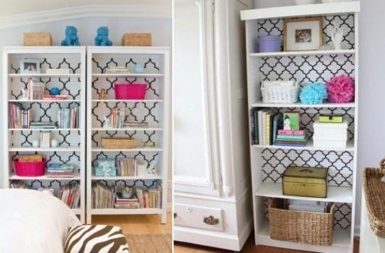 Nápady na dekoráciu políc na farbu v čiernobielej akrylovej farbe