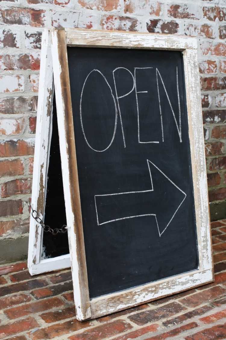 old-window-decoration-sign-open-blackboard-paint-chalk-writing-brick-vintage