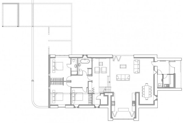 Pôdorys konverzie stodoly anderson Orr Partnership