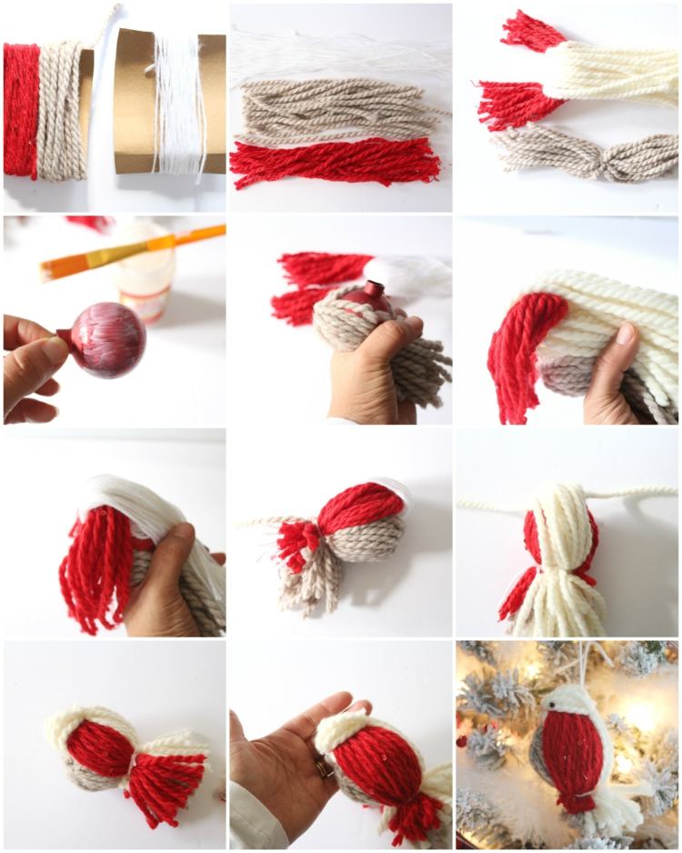 skrášliť staré vianočné gule tvar vtáka jedľa dekorácie návod na kutilstvo