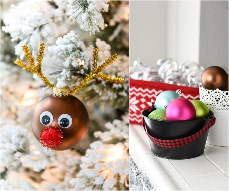 skrášliť staré vianočné gule rudolfovský tvar pomponový ohýbací drôt