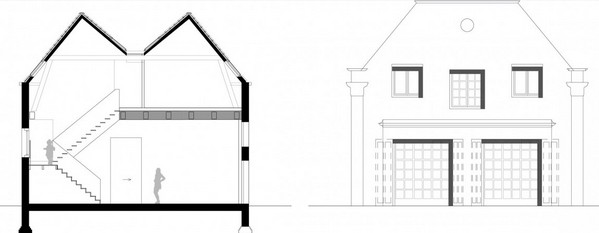 moderná obytná budova ako prierez vozňa