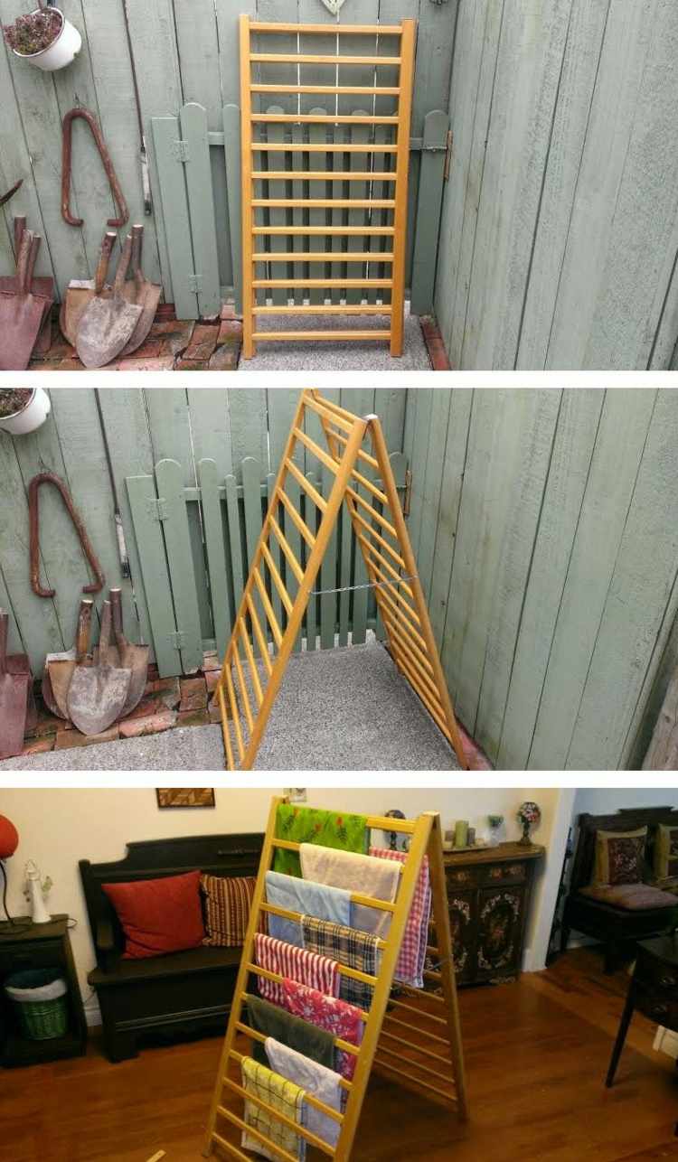 stará detská postieľka stojan na drevo myšlienka ľahké kutilstvo