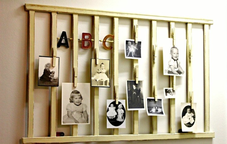 staré nápady na dekoráciu steny detskej postele obrázky drevené pásy