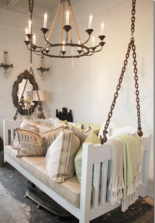 nápady na starú detskú posteľ, recyklácia hojdačkových reťazí