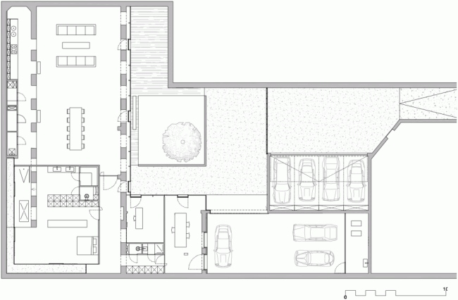 pôdorysná rekonštrukcia moderného domu v düsseldorfe