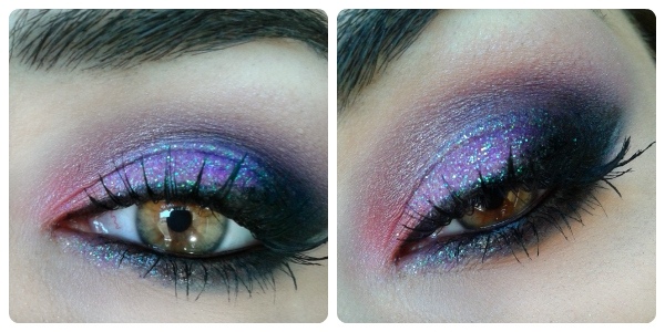 Silvester vyzerať bezchybný make-up brokát ružová fialová nuansa nový rok vyzerať dobre perfektný make -up brokát ružová fialová nuansa