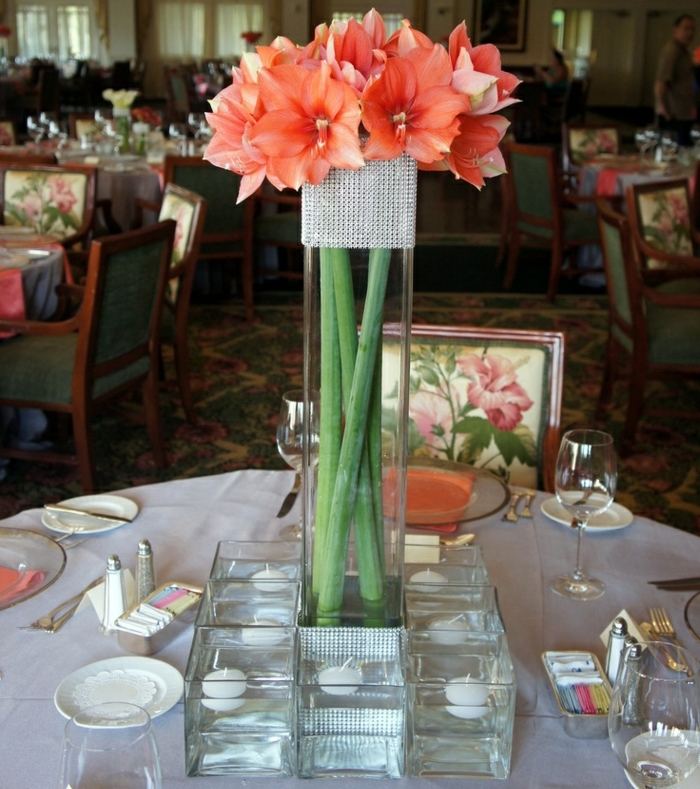 Dekorácia stolu aranžovania kvetov Veterné kamienky amaryllis Dekoratívne veterné kamienky amaryllis oranžová