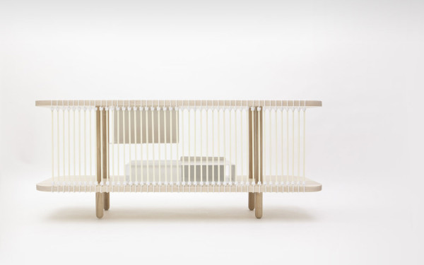 príborník dizajn bukové drevo svetlé šnúry polit