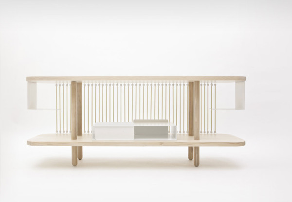 príborník dizajn bukové drevo kovové moduly police polit