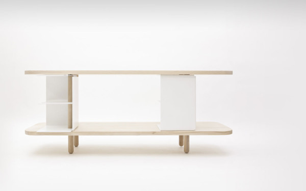 drevený príborník vysoko funkčné otvorené police z bukového dreva