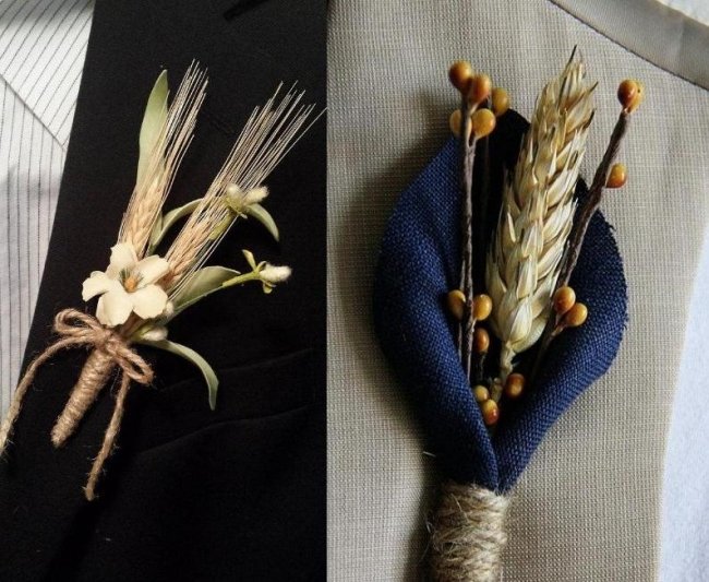 Boutonnière z malých kvetinových klasov pšenice - vhodné ako prírodná dekorácia na jesennú svadbu Boutonnière-pšenica-uši-nápady-klopa-kvetina-ženích-šperky-jeseň-svadba