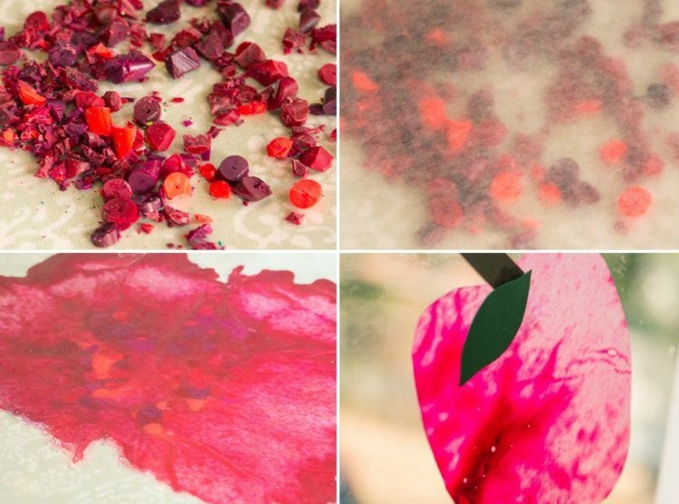 Vyrobte si na okná farebné jablká Pokyny na drotárstvo v jablku-pastelka-taviaca žehlička