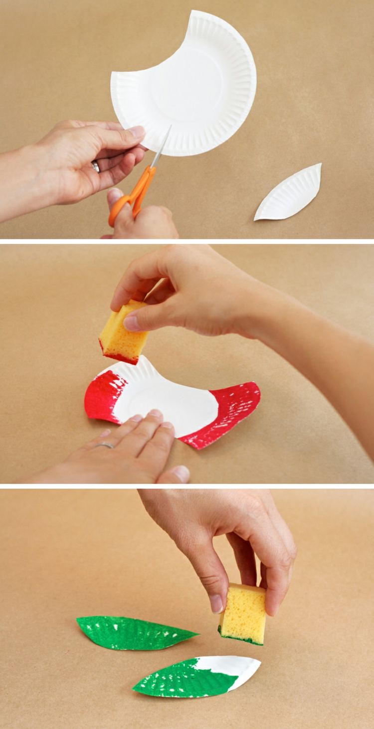 Jablko je pripravené rýchlo a jednoducho Apple-drotár-papier-tanier-rezaná-farba-špongia